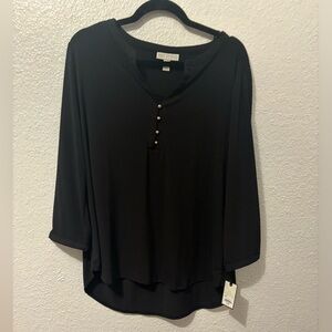 Dana Bachman Black Button-Accent Blouse